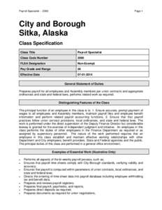 Payroll Specialist[removed]Page 1 City and Borough Sitka, Alaska