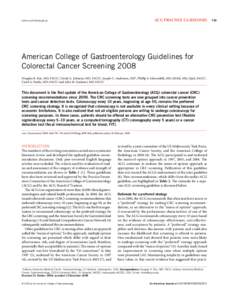 ACG PRACTICE GUIDELINES  nature publishing group American College of Gastroenterology Guidelines for Colorectal Cancer Screening 2008