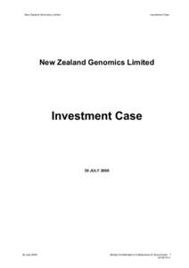 New Zealand Genomics Limited  Investment Case New Zealand Genomics Limited