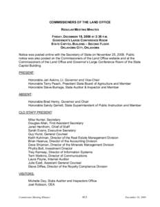 Parliamentary procedure / Brad Henry / Jari Askins / Steve Burrage / Easement / Minutes / Terry Peach / Commissioner / Oklahoma Department of Transportation / Oklahoma / State governments of the United States / Governors of Oklahoma