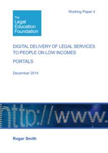 Working Paper 4  DIGITAL DELIVERY OF LEGAL SERVICES TO PEOPLE ON LOW INCOMES  PORTALS