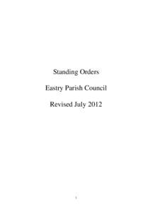 Standing Orders Eastry Parish Council Revised July