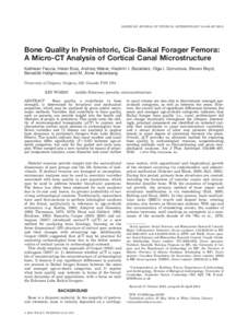 Bone quality in prehistoric, cisbaikal forager femora: A microCT analysis of cortical canal microstructure