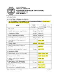 STATE OF TENNESSEE FINANCE AND ADMINISTRATION REQUEST FOR PROPOSALS # [removed]AMENDMENT # 1 FOR MDM-MAS