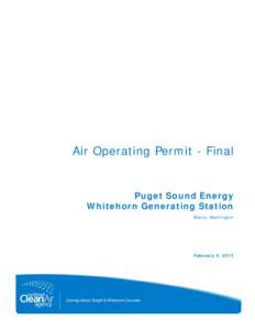 Air Operating Permit - Final  Puget Sound Energy Whitehorn Generating Station Blaine, Washington