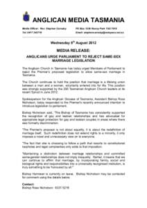 Microsoft Word - Same sex marriage media release - 8 August 2012