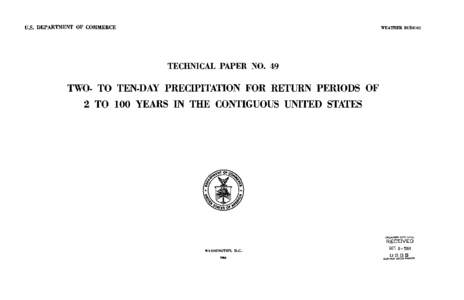 U.S. DEPARTMENT OF COMMERCE  WEATHER BUREAU TECHNICAL _PAPER NO. 49