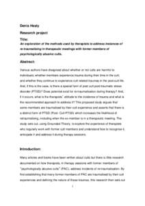 Microsoft Word - Denis Healy - Research Project- Retraumatising in Theraput…