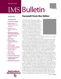 Volume 42 • Issue 8  IMS  Bulletin December 2013