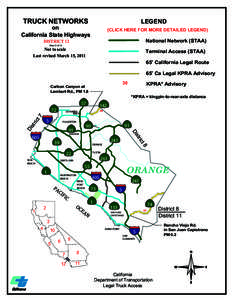 TRUCK NETWORKS  LEGEND on California State Highways