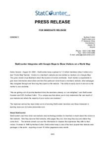 PRESS RELEASE FOR IMMEDIATE RELEASE CONTACT: Aodhan Cullen StatCounter.com