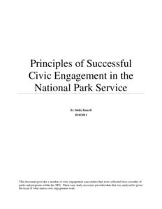 Principles of Successful Civic Engagement in the National Park Service