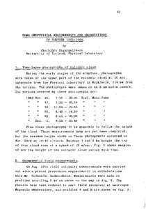 SOME GEOPHYSICAL MEASUREMENTS AND OBSERVATIONS I N SURTSEYby Thorbjorn Sigurgeirsson U n i v e r s i t y of I c e l a n d , P h y s i c a l L a b o r a t o r y