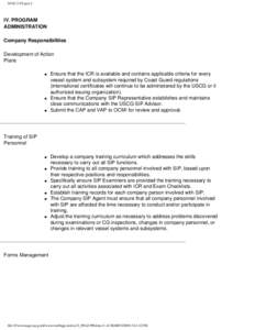 NVIC 2-99 part 2  IV. PROGRAM ADMINISTRATION Company Responsibilities Development of Action