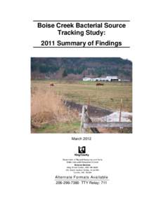 Boise Creek Bacterial Source Tracking Study: 2011 Summary of Findings March 2012
