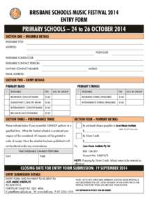 Primary Schools Entry Form