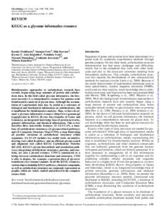 Glycobiology vol. 16 no. 5 pp. 63R–70R, 2006 doi:glycob/cwj010 Advance Access publication on July 13, 2005 REVIEW KEGG as a glycome informatics resource