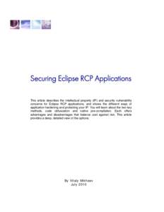 Two Ways of Securing Eclipse RCP Applications