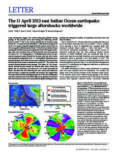 Aftershock / Tsunamis / Foreshock / Earthquake / Sunda megathrust / Indian Ocean earthquake and tsunami / Coulomb stress transfer / Tōhoku earthquake and tsunami / Seismology / Mechanics / Geology