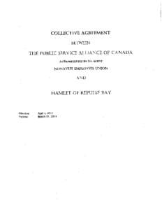 COLLECTI AGREEMENT BETWEEN TJH PUBLIC SERVICE ALLIANCE OF CANADA As REPRESENTED By ITS AGENT