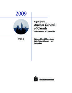 2009 Report of the Auditor General of Canada to the House of Commons