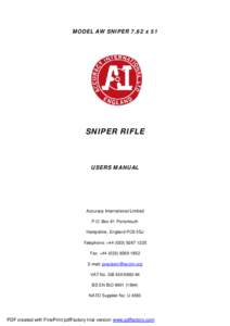 MODEL AW SNIPER 7.62 x 51  SNIPER RIFLE USERS MANUAL