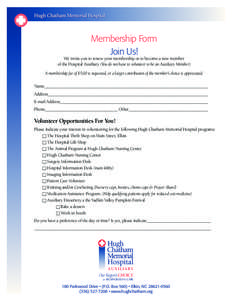 Membership Form Join Us! We invite you to renew your membership or to become a new member