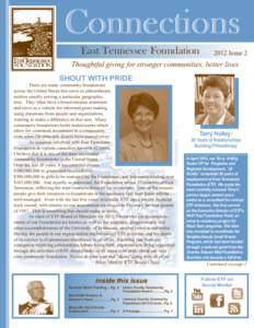 Connections East Tennessee Foundation 2012 Issue 2  Thoughtful giving for stronger communities, better lives