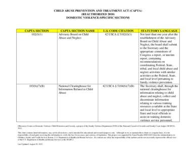 Microsoft Word - CHART - CAPTA - DV Specific Provisions[removed]docx