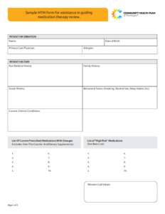 Sample MTM form for assistance in guiding medication therapy review. PATIENT INFORMATION Name: