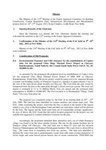 Minutes The Minutes of the 115th Meeting of the Expert Appraisal Committee for Building Construction, Coastal Regulation Zone, Infrastructure Development and Miscellaneous