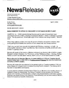 NewsRelease National Aeronautics and Space Administration· Langley Research Center Hampton, Virginia[removed]