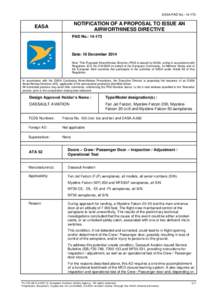 Dassault / Dassault Aviation / Aerospace engineering / European Aviation Safety Agency / Dassault Falcon / Airworthiness Directive / Aircraft maintenance / Airworthiness / Aviation / Transport / Trijets