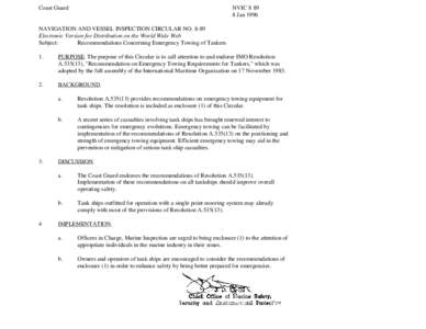 Coast Guard  NVIC[removed]Jan[removed]NAVIGATION AND VESSEL INSPECTION CIRCULAR NO. 8-89