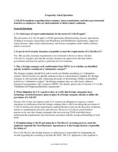 Frequently Asked Questions § [removed]Exemptions regarding intra-company, intra-organization, and intra-governmental transfers to employees who are dual nationals or third-country nationals. General Questions 1. To what t