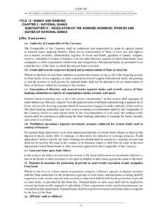 12 USC 92a NB: This unofficial compilation of the U.S. Code is current as of Jan. 4, 2012 (see http://www.law.cornell.edu/uscode/uscprint.html). TITLE 12 - BANKS AND BANKING CHAPTER 2 - NATIONAL BANKS SUBCHAPTER IV - REG