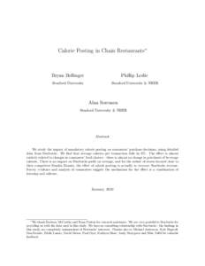 Calorie Posting in Chain Restaurants∗  Bryan Bollinger Phillip Leslie