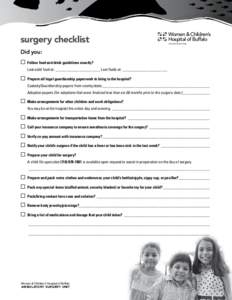 surgery checklist  Women & Children’s Hospital of Buffalo A Kaleida Health Facility
