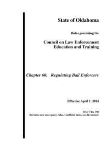 State of Oklahoma Rules governing the Council on Law Enforcement Education and Training
