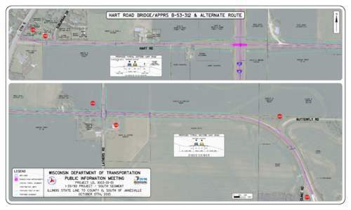 IProject, South segment (Illinois state line - County O), map - Hart Road bridge and approaches and alternate route, PIM - October 17, 2013