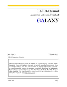 The IELE Journal Assumption University of Thailand GALAXY  Vol. 2 No. 1