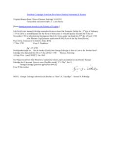 Southern Campaign American Revolution Pension Statements & Rosters Virginia Bounty-Land Claim of Samuel Eskridge VAS1285 Transcribed and annotated by C. Leon Harris [From bounty-warrant records in the Library of Virginia