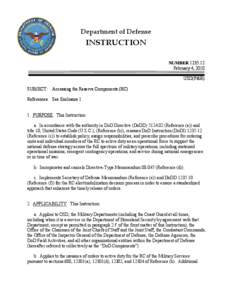 Department of Defense  INSTRUCTION NUMBER[removed]February 4, 2010 USD(P&R)