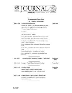Programme of meetings No. 2, Sunday, 20 April[removed]:00–13:00 World Investment Forum