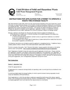 Waste Tire Storage Facility Permit Application Form Instructions