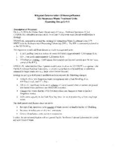 Mitigated Determination Of Nonsignificance 325 Hazardous Waste Treatment Units Operating Group Unit 5 Description of Proposal: