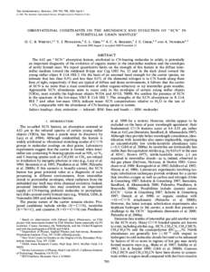 THE ASTROPHYSICAL JOURNAL, 550 : 793È798, 2001 April[removed]The American Astronomical Society. All rights reserved. Printed in U.S.A. OBSERVATIONAL CONSTRAINTS ON THE ABUNDANCE AND EVOLUTION OF ““ XCN ÏÏ IN INT