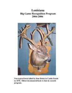 Louisiana Big Game Recognition Program[removed]Non-typical buck killed by Dan Dodez in Caddo Parish in[removed]Oldest documented buck to date in records