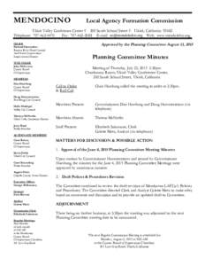 MENDOCINO  Local Agency Formation Commission Ukiah Valley Conference Center ◊ 200 South School Street ◊ Ukiah, CaliforniaTelephone: 