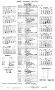 CENTRAL PHILIPPINE UNIVERSITY Iloilo City, Philippines SECONDARY SCHOOL CALENDAR FOR THE SY[removed]